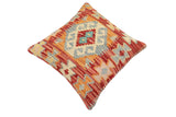 handmade Traditional Pillow Red Blue Hand-Woven SQUARE 100% WOOL Hand woven turkish pillow2' x 2'