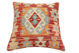 handmade Traditional Pillow Red Blue Hand-Woven SQUARE 100% WOOL Hand woven turkish pillow2' x 2'