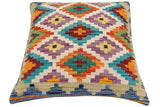 handmade Traditional Pillow Rust Blue Hand-Woven SQUARE 100% WOOL Hand woven turkish pillow2' x 2'