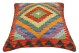 handmade Traditional Pillow Rust Blue Hand-Woven SQUARE 100% WOOL Hand woven turkish pillow2' x 2'