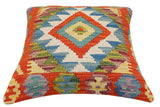 handmade Traditional Pillow Rust Blue Hand-Woven SQUARE 100% WOOL Hand woven turkish pillow2' x 2'