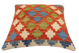 handmade Traditional Pillow Rust Blue Hand-Woven SQUARE 100% WOOL Hand woven turkish pillow2' x 2'