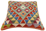 handmade Traditional Pillow Rust Blue Hand-Woven SQUARE 100% WOOL Hand woven turkish pillow2' x 2'