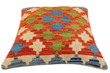 handmade Traditional Pillow Rust Blue Hand-Woven SQUARE 100% WOOL Hand woven turkish pillow2' x 2'