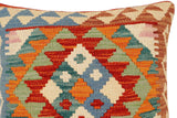 handmade Traditional Pillow Rust Blue Hand-Woven SQUARE 100% WOOL  Hand woven turkish pillow  2 x 2