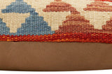 handmade Traditional Pillow Rust Blue Hand-Woven SQUARE 100% WOOL  Hand woven turkish pillow  2 x 2