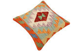 handmade Traditional Pillow Rust Blue Hand-Woven SQUARE 100% WOOL Hand woven turkish pillow2' x 2'