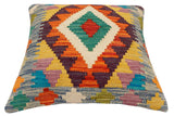 handmade Traditional Pillow Rust Blue Hand-Woven SQUARE 100% WOOL Hand woven turkish pillow2' x 2'