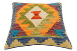 handmade Traditional Pillow Blue Maroon Hand-Woven SQUARE 100% WOOL  Hand woven turkish pillow  2 x 2