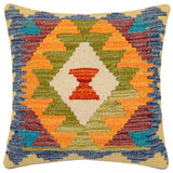 Boho Chic Cassey Turkish Hand-Woven Kilim Pillow - 17