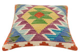 handmade Traditional Pillow Rust Blue Hand-Woven SQUARE 100% WOOL  Hand woven turkish pillow  3 x 5