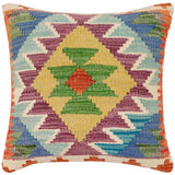 handmade Traditional Pillow Rust Blue Hand-Woven SQUARE 100% WOOL  Hand woven turkish pillow  3 x 5