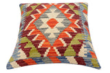 handmade Traditional Pillow Rust Blue Hand-Woven SQUARE 100% WOOL Hand woven turkish pillow2' x 2'