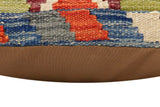 handmade Traditional Pillow Rust Blue Hand-Woven SQUARE 100% WOOL Hand woven turkish pillow2' x 2'