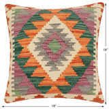 handmade Traditional Pillow Rust Gray Hand-Woven SQUARE 100% WOOL Hand woven turkish pillow2' x 2'