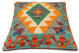 handmade Traditional Pillow Rust Green Hand-Woven SQUARE 100% WOOL Hand woven turkish pillow2' x 2'