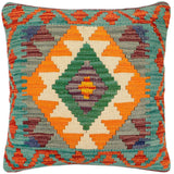 Boho Chic Jayna Turkish Hand-Woven Kilim Pillow - 18'' x 18''