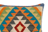 handmade Traditional Pillow Rust Blue Hand-Woven SQUARE 100% WOOL Hand woven turkish pillow2' x 2'