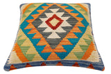 handmade Traditional Pillow Rust Blue Hand-Woven SQUARE 100% WOOL Hand woven turkish pillow2' x 2'