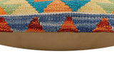 handmade Traditional Pillow Rust Blue Hand-Woven SQUARE 100% WOOL Hand woven turkish pillow2' x 2'