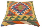 handmade Traditional Pillow Rust Blue Hand-Woven SQUARE 100% WOOL Hand woven turkish pillow2' x 2'