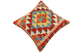 handmade Traditional Pillow Rust Blue Hand-Woven SQUARE 100% WOOL Hand woven turkish pillow2' x 2'