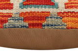 handmade Traditional Pillow Rust Blue Hand-Woven SQUARE 100% WOOL Hand woven turkish pillow2' x 2'