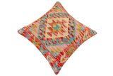 handmade Traditional Pillow Red Blue Hand-Woven SQUARE 100% WOOL Hand woven turkish pillow2' x 2'