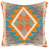 handmade Traditional Pillow Rust Blue Hand-Woven SQUARE 100% WOOL Hand woven turkish pillow2' x 2'