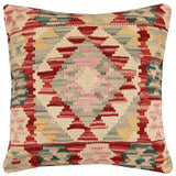 handmade Traditional Pillow Red Beige Hand-Woven SQUARE 100% WOOL Hand woven turkish pillow2' x 2'