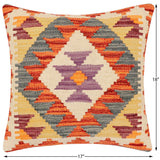 handmade Traditional Pillow Rust Gray Hand-Woven SQUARE 100% WOOL  Hand woven turkish pillow  2 x 2