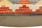 handmade Traditional Pillow Rust Gray Hand-Woven SQUARE 100% WOOL  Hand woven turkish pillow  2 x 2