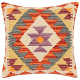 handmade Traditional Pillow Rust Gray Hand-Woven SQUARE 100% WOOL  Hand woven turkish pillow  2 x 2