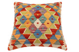 handmade Traditional Pillow Rust Blue Hand-Woven SQUARE 100% WOOL Hand woven turkish pillow2' x 2'