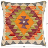 handmade Traditional Pillow Rust Gray Hand-Woven SQUARE 100% WOOL  Hand woven turkish pillow  2 x 2