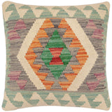 Rustic Luna Turkish Hand-Woven Kilim Pillow - 17