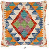 handmade Traditional Pillow Rust Blue Hand-Woven SQUARE 100% WOOL  Hand woven turkish pillow  2 x 2