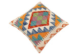 handmade Traditional Pillow Rust Blue Hand-Woven SQUARE 100% WOOL  Hand woven turkish pillow  2 x 2