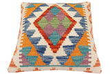 handmade Traditional Pillow Rust Blue Hand-Woven SQUARE 100% WOOL  Hand woven turkish pillow  2 x 2