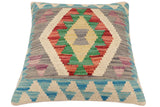 handmade Traditional Pillow Blue Red Hand-Woven SQUARE 100% WOOL Hand woven turkish pillow2' x 2'