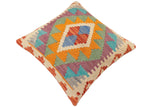 handmade Traditional Pillow Rust Blue Hand-Woven SQUARE 100% WOOL Hand woven turkish pillow2' x 2'