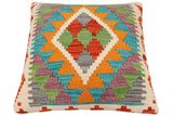 handmade Traditional Pillow Rust Blue Hand-Woven SQUARE 100% WOOL Hand woven turkish pillow2' x 2'