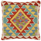 handmade Traditional Pillow Rust Blue Hand-Woven SQUARE 100% WOOL Hand woven turkish pillow2' x 2'