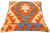 handmade Traditional Pillow Rust Blue Hand-Woven SQUARE 100% WOOL Hand woven turkish pillow2' x 2'