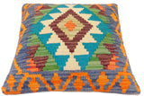 handmade Traditional Pillow Blue Rust Hand-Woven SQUARE 100% WOOL Hand woven turkish pillow2' x 2'