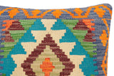 handmade Traditional Pillow Blue Rust Hand-Woven SQUARE 100% WOOL Hand woven turkish pillow2' x 2'