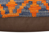 handmade Traditional Pillow Blue Rust Hand-Woven SQUARE 100% WOOL Hand woven turkish pillow2' x 2'