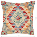 handmade Traditional Pillow Red Blue Hand-Woven SQUARE 100% WOOL Hand woven turkish pillow2' x 2'