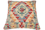 handmade Traditional Pillow Red Blue Hand-Woven SQUARE 100% WOOL Hand woven turkish pillow2' x 2'