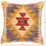 handmade Traditional Pillow Rust Gray Hand-Woven SQUARE 100% WOOL Hand woven turkish pillow2' x 2'